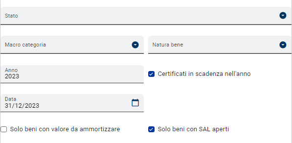 Ricerche e gestione beni