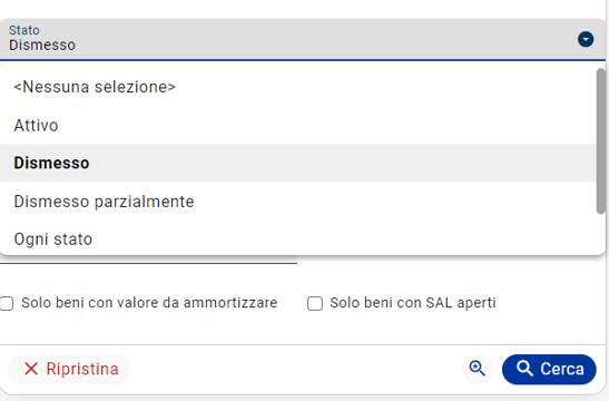 Ricerche e gestione beni