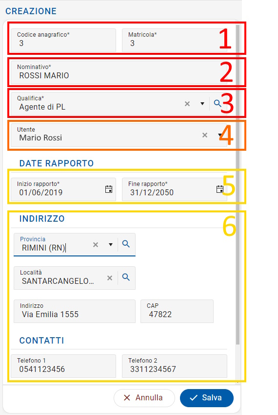 Inserimento anagrafica accertatore