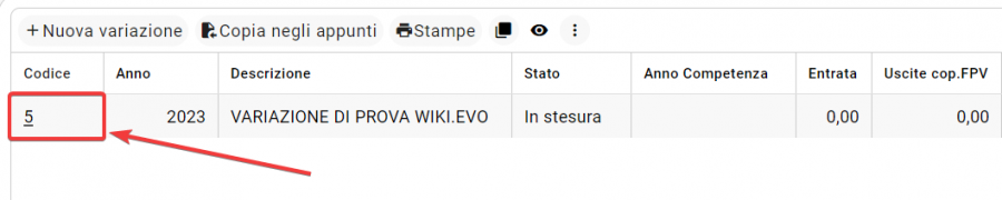 Variazioni di bilancio