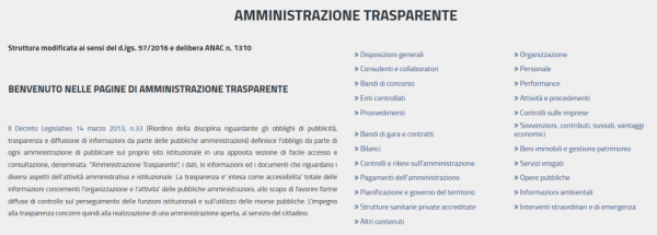 albero di amministrazione trasparente