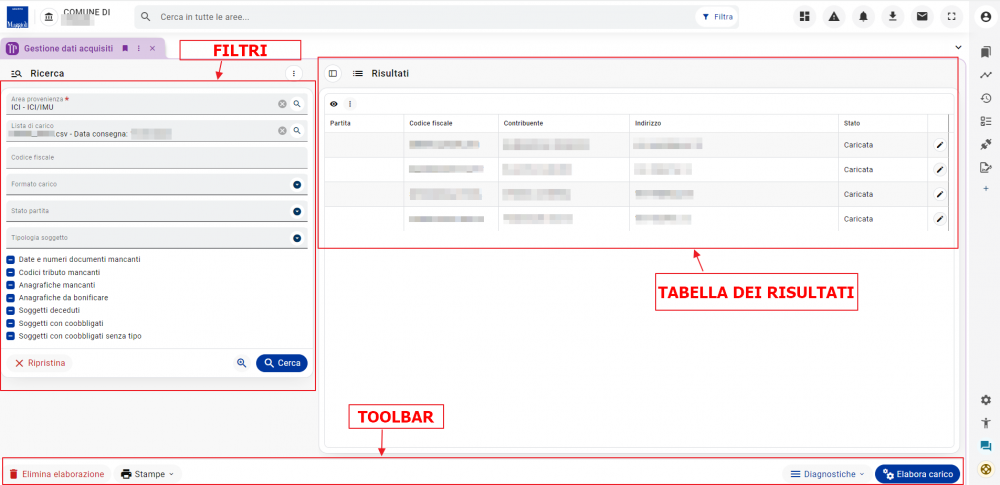 Gestione dati acquisiti