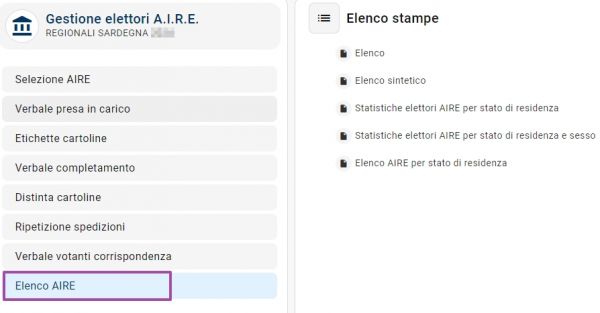 Gestione elettori AIRE