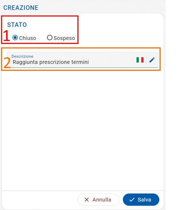 Inserimento stato personalizzato