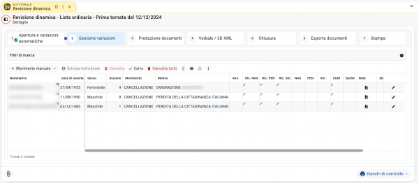 I^ Tornata: Visualizzare, Modificare o Inserire Soggetti in Revisione