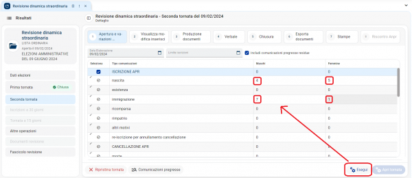 II^ Tornata: Variazioni automatiche