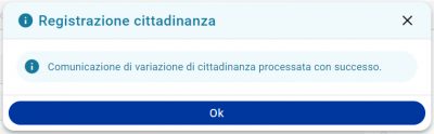 Comunicazioni dallo Stato Civile: variazione di cittadinanza