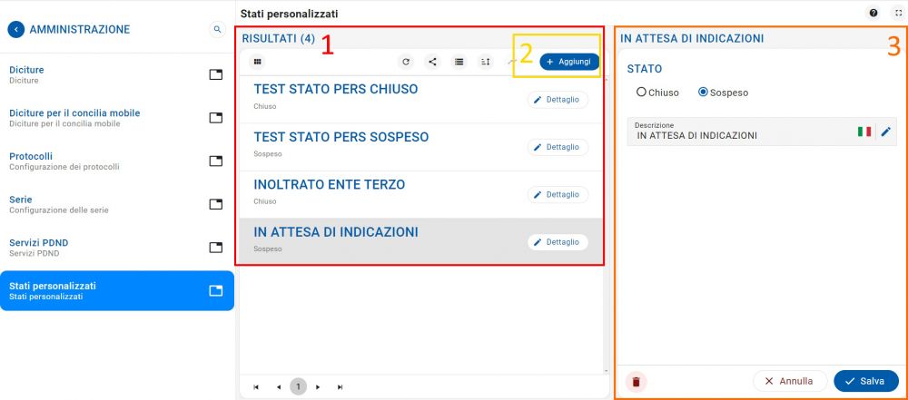 Gestione stati personalizzati