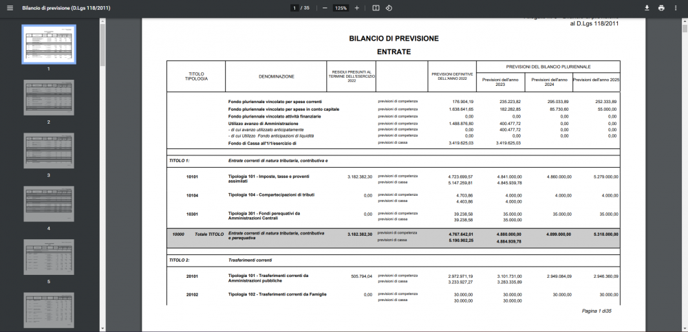 Bilancio Pluriennale