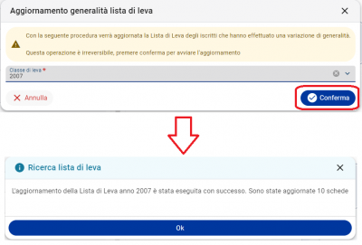 Chiusura lista di leva
