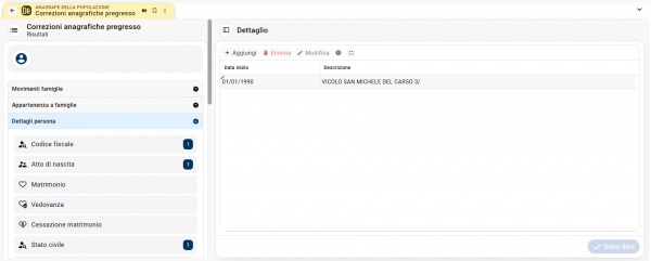Correzioni anagrafiche