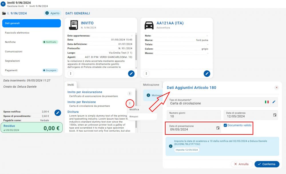 Inserimento documento