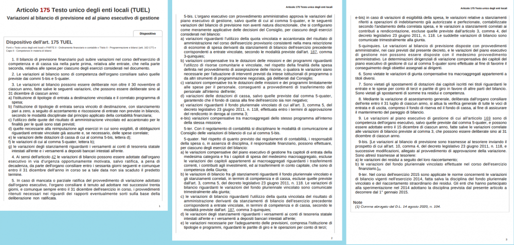 Variazioni di bilancio-Accentratore