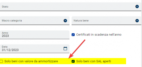 Ricerche e gestione beni