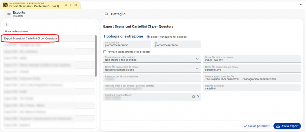 Export Cartellini Carte Identità