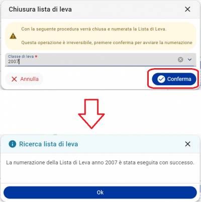 Chiusura lista di leva