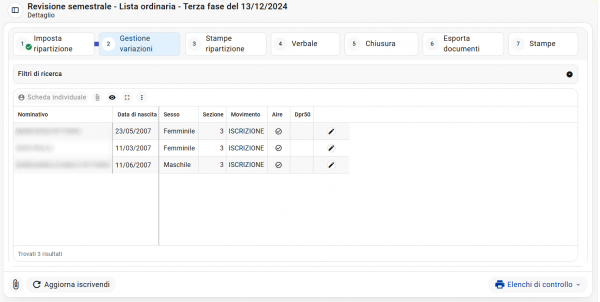 III^ Fase: Gestione variazioni