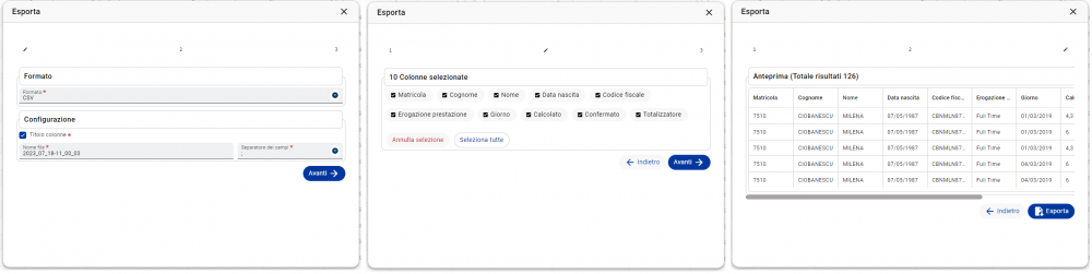 Riepilogo prestazioni di periodo
