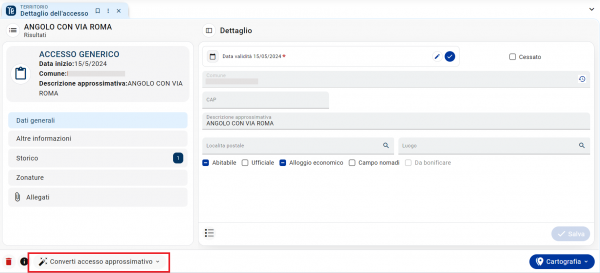 Converti accesso approssimativo
