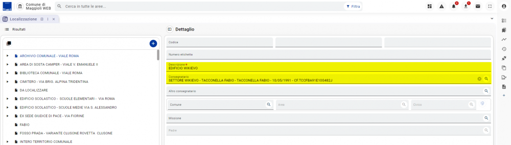 Localizzazione dei beni