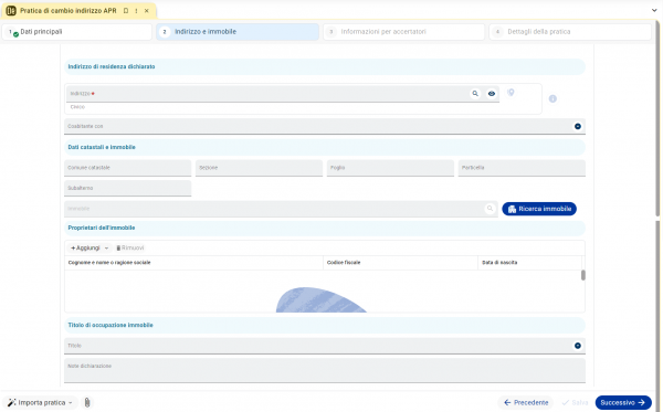Pratica cambio indirizzo in APR: indirizzo e immobile