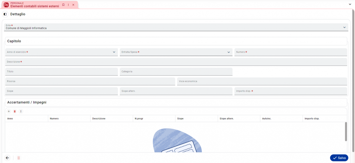 Elementi contabili sistemi esterni-inserimento