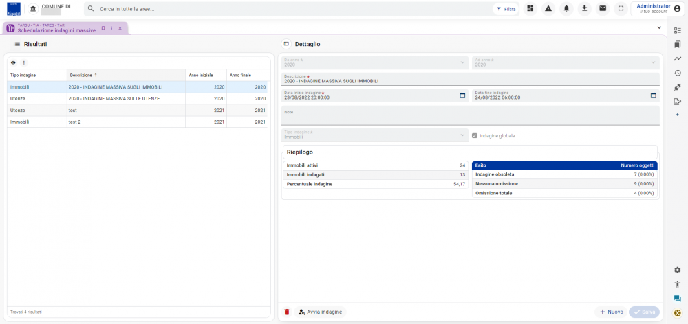 Schedulazione indagini massive