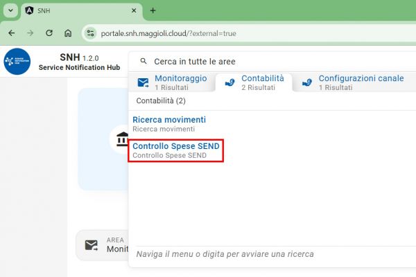 Menu controllo spese