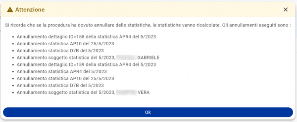 Undo: alert per annullamento statistiche Istat