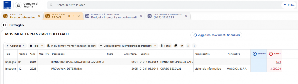 Impegni-Accertamenti-Prenotazioni (da determine)