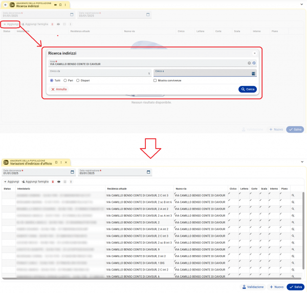 Variazioni d'indirizzo d'ufficio