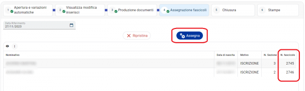 Assegnazione numero fascicolo