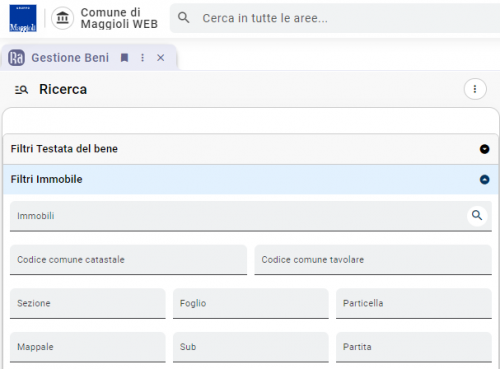 Ricerche e gestione beni