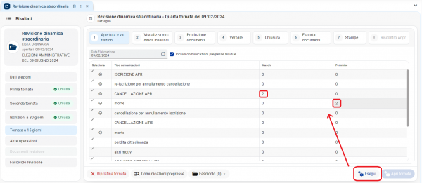 IV^ Tornata: Variazioni automatiche