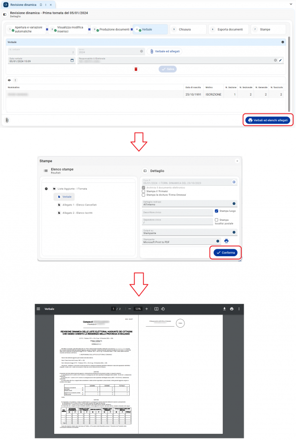 Stampa Verbale ed Elenchi Allegati