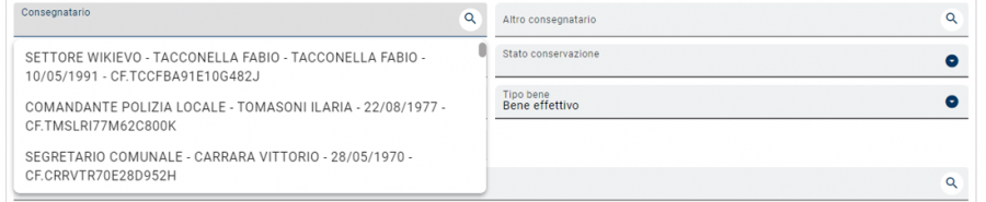 Inserimento beni