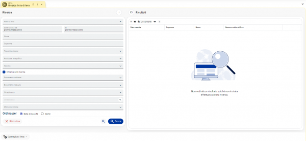 Ricerca e gestione lista di leva